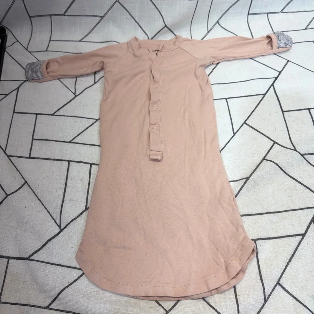 Goumi Baby Gown‎ 3-6M Pink Bamboo Organic Cotton Long Sleeve Snap Sleeper